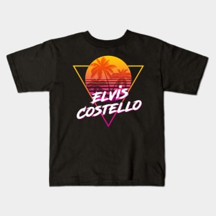 Elvis Costello - Proud Name Retro 80s Sunset Aesthetic Design Kids T-Shirt